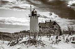 Storm Clouds By Race Point Light on Cape Cod -Sepia Tone